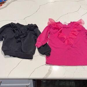 Two H and M Girls Toddler Ruffle Sweatshirts 3T